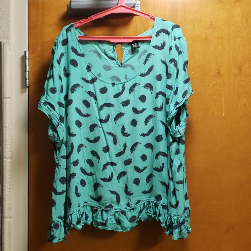 Torrid Teal Feathered Shirt